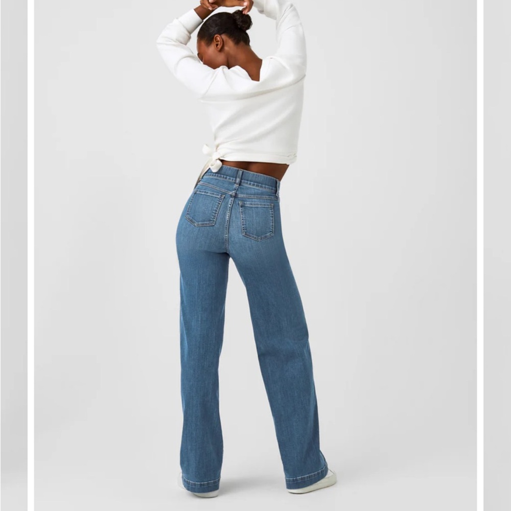 Spanx - Seamed Front Wide Leg Jean (Indigo) - XL